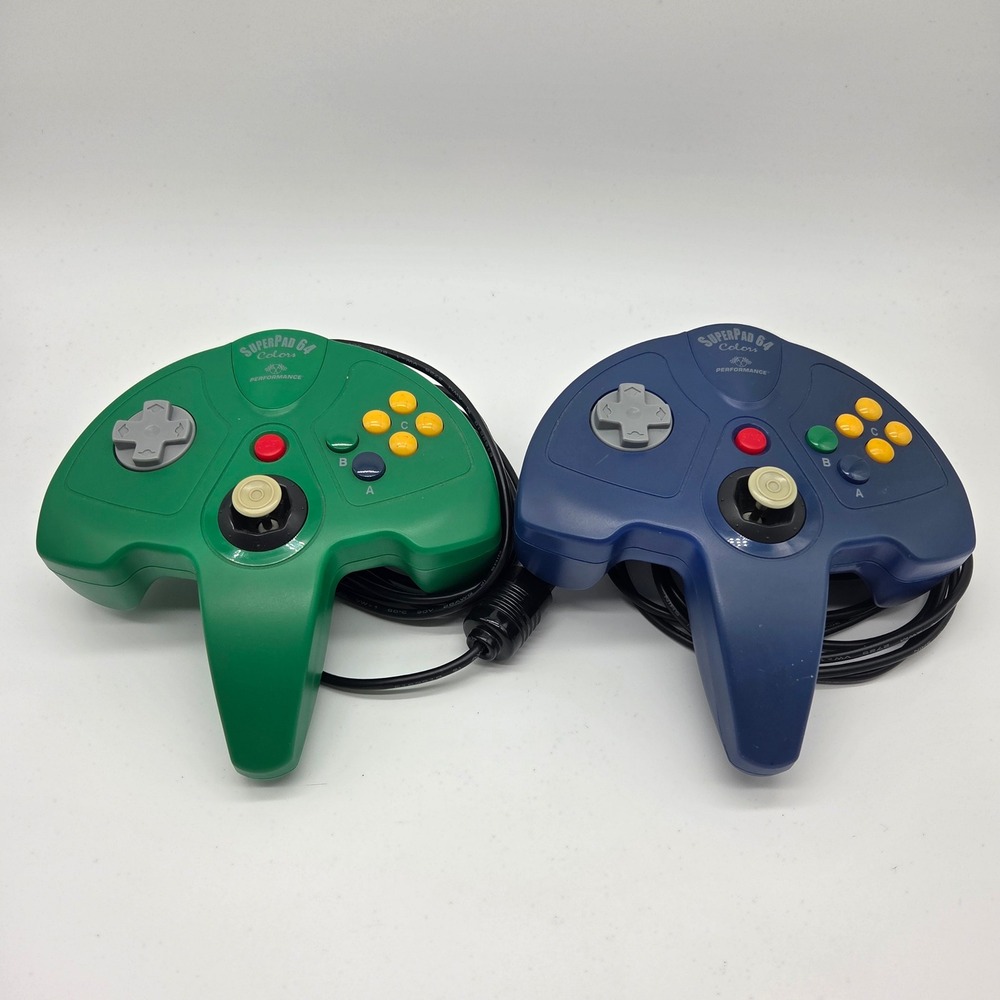 Performance SuperPad 64 Controller N64 Green Blue Lot 2 Retro Gaming P-351 P-353